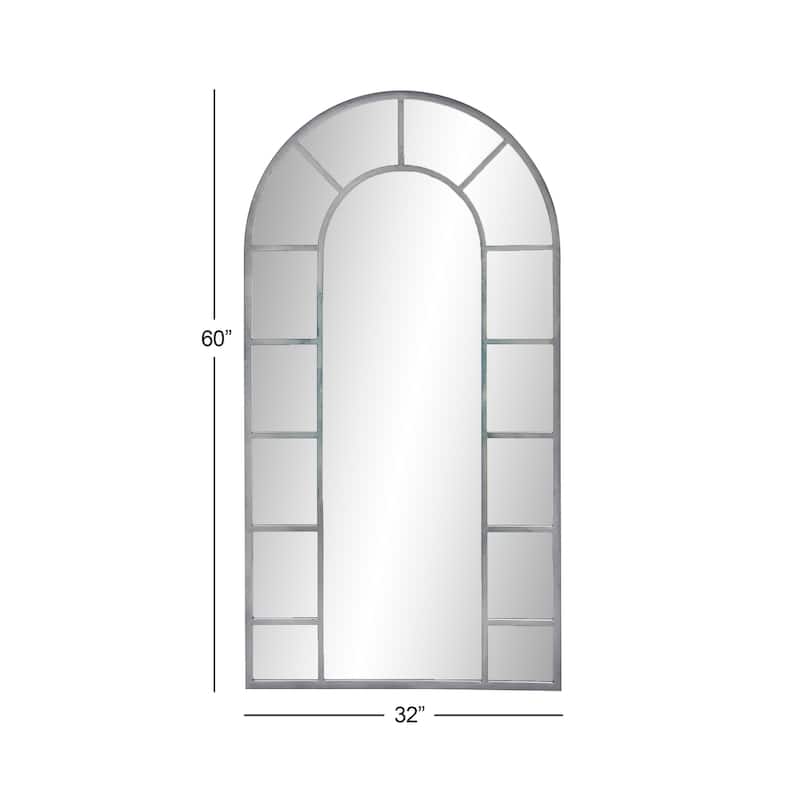 Metal Arched Window Pane Wall Mirror with Arched Top - Gold or Black - Roche River Decor