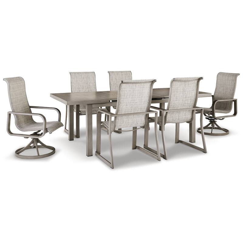 Signature Design by Ashley Beach Front Beige 7-Piece Outdoor Dining Package - 42"W x 71/94"D x 30"H