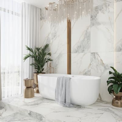 Apollo tile 32" x 32" Pinnacle Matte Soft White with Light Gray Porcelain Tile (13.78 sq ft/case) - 2 Pack