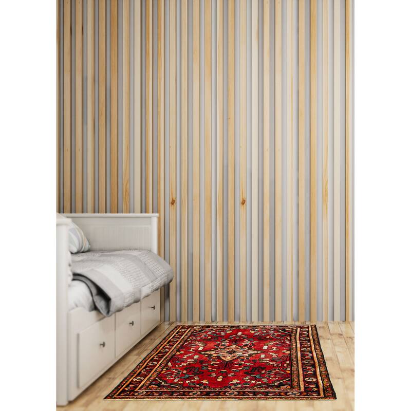 ECARPETGALLERY Hand-knotted Anadol Red Wool Rug - 3'7 x 4'11