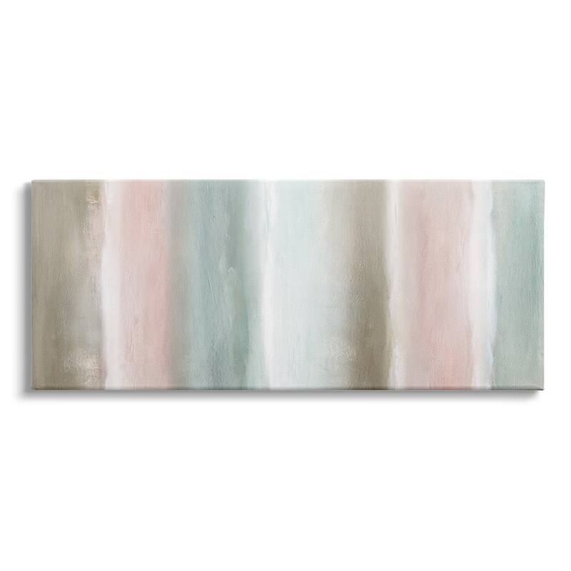 Stupell Blurred Striped Shape Abstraction Soft Pastel Pink Green Canvas Wall Art - Multi-Color - 48 x 20