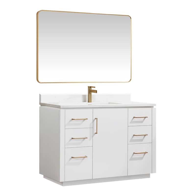 San Single Bath Vanity with Composite Stone Top and Mirror