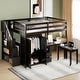 preview thumbnail 21 of 25, Full Size Loft Bed with Stairs, Bookshelf, Desk & Wardrobe - Space-Saving Multifunctional Furniture for Kids & Teens-White