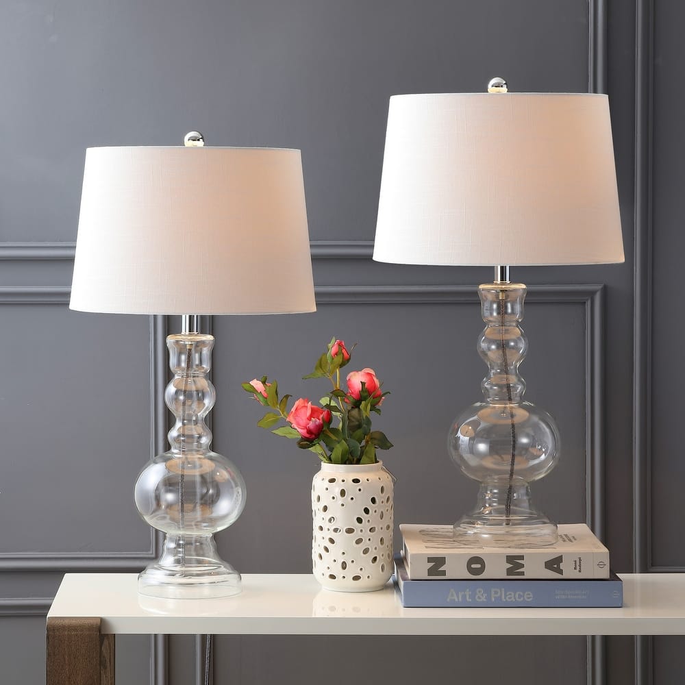 Stewart 28.5" Glass LED Table Lamp, Aqua (Set of 2) by JONATHAN Y
