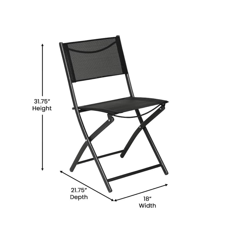 2 Pack Commercial Outdoor Flex Comfort Folding Chair with Metal Frame