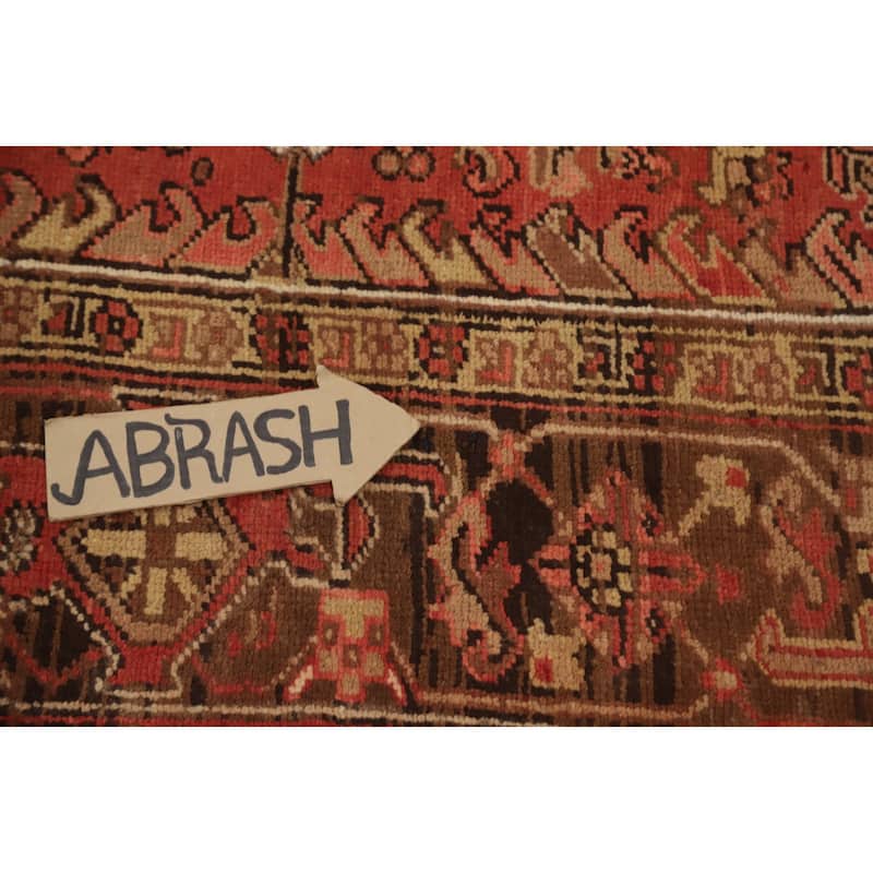 Hand Knotted Oriental 100% Wool Carpet Traditional Medallion Oranges & Rust Heriz Area Rug - 9' 7'' X 6' 11''