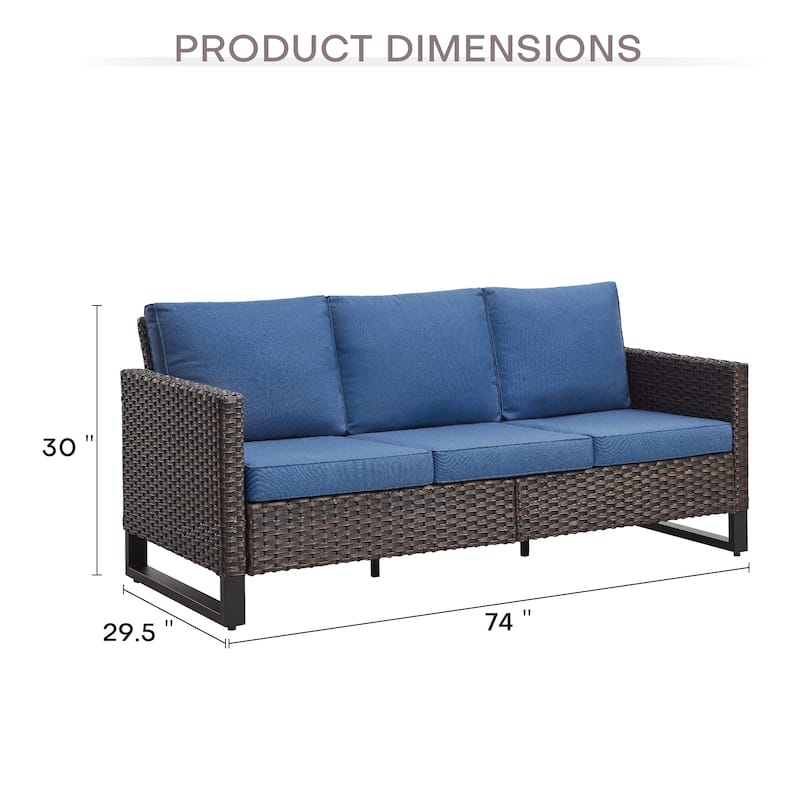 Gymojoy 3-Piece Wicker Outdoor Sofa Ottoman Set