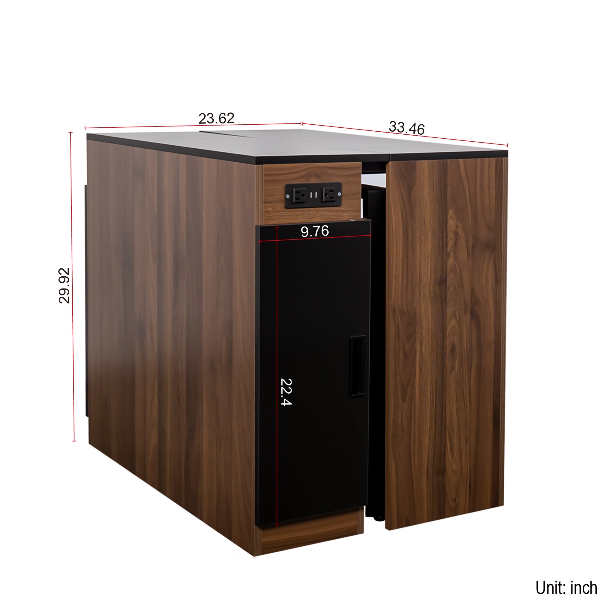 Roomfitters Modern Extendable Dining Table with Built-In Outlet
