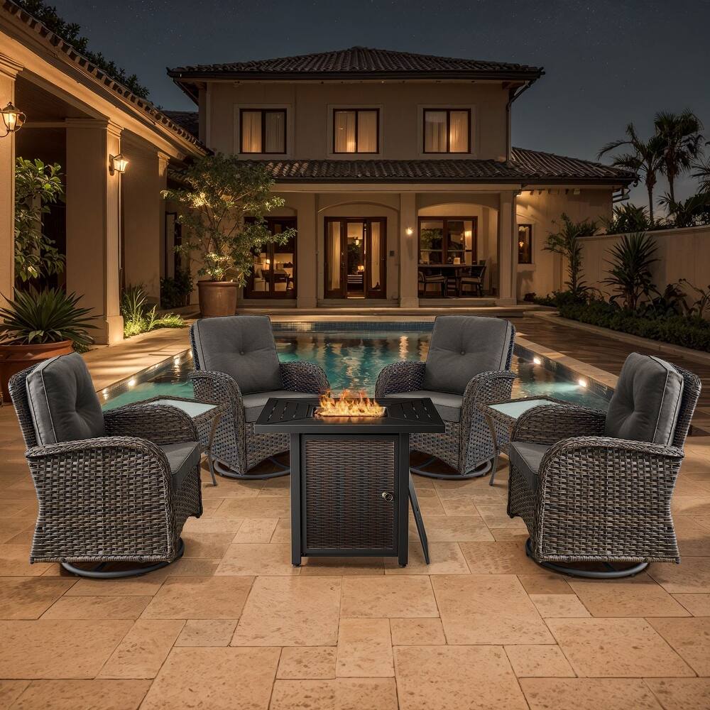 Gymojoy Outdoor Patio Chair & Fire Pit Set Luxurious Comfort Conversation Set