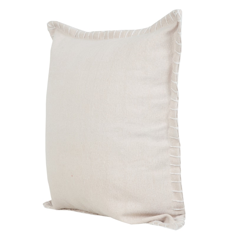 HomeRoots 20" X 20" Beige 100% Cotton Zippered Pillow