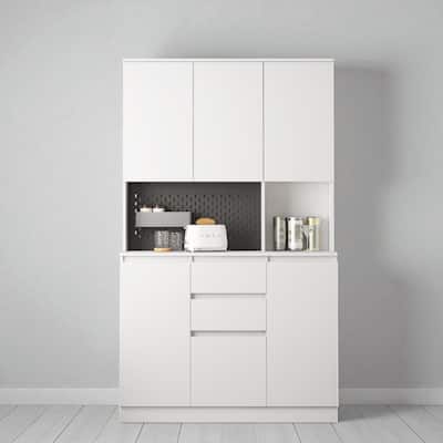 74" Modern Kitchen Pantry Cabinet with Charging Station, Microwave Stand, Drawer & Storage Cupboards