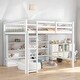 preview thumbnail 2 of 9, Full Loft Kids Bed with 8-Open Storage Shelves and Built-in Ladder, Space-Saving Design for Bedroom, Easy to Assemble, White
