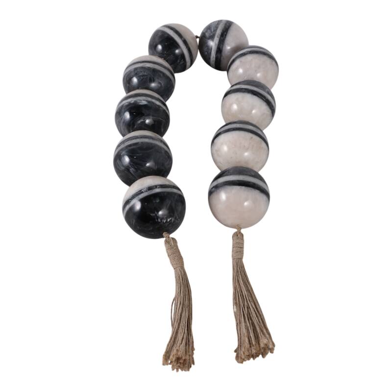 Decorative Bead Strand with Resin Spheres and Woven Jute Tassels - 46" x 3" x 3"