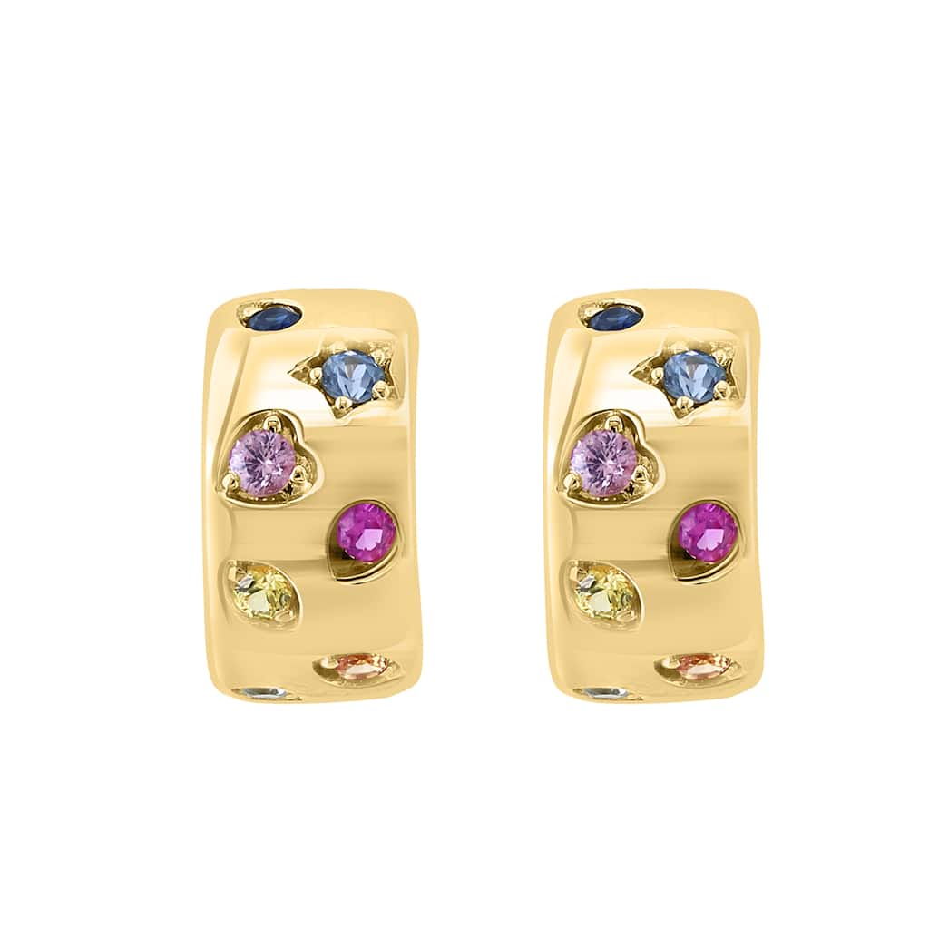 EFFY 14K Gold Multi Sapphire Hoop Earrings