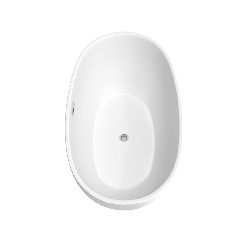 Wyndham Collection Juno 59-Inch Matte White Freestanding Tub w/ Faucet
