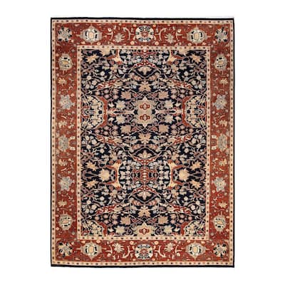 Overton Hand Knotted Wool Vintage Inspired Traditional Mogul Blue Area Rug - 9 x 12