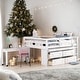 preview thumbnail 1 of 35, Full Size Wooden Loft Bed with Shelves, Desk and 4 Drawers, White White