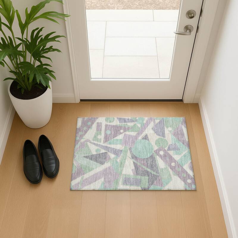 Premium Washable Super Soft Casual Contempoary Mayfield Rug - Lilac - 1'8" x 2'6"