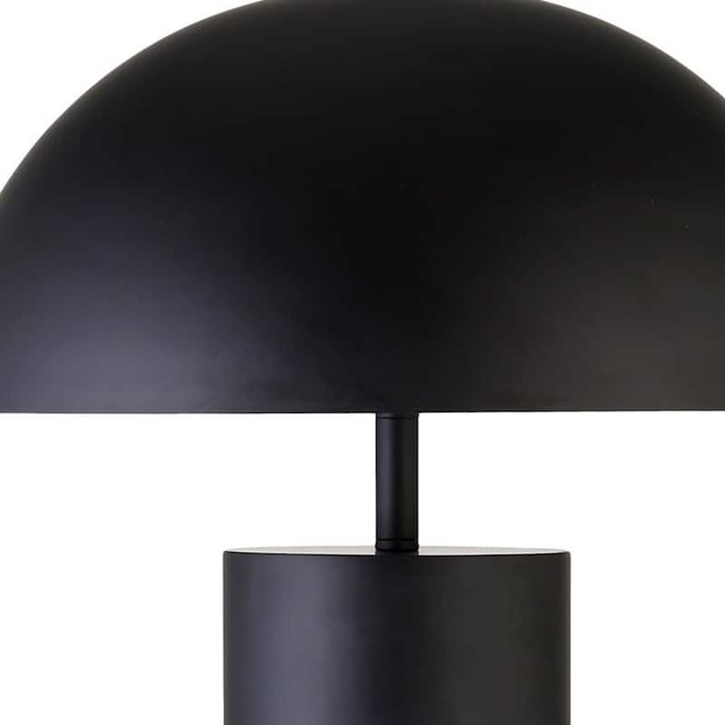 27-Inch Mid-Century Black Metal Table Lamp with Dome Shade - 16" x 16" x 27"