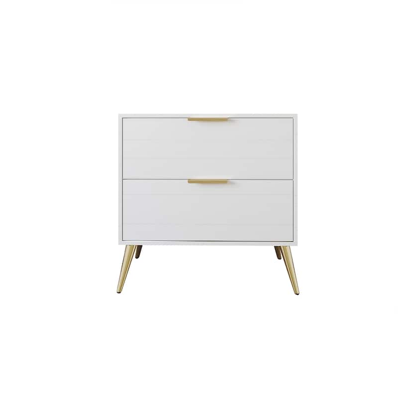 CraftPorch Contemporary 2-Drawers Wooden Nightstand - White