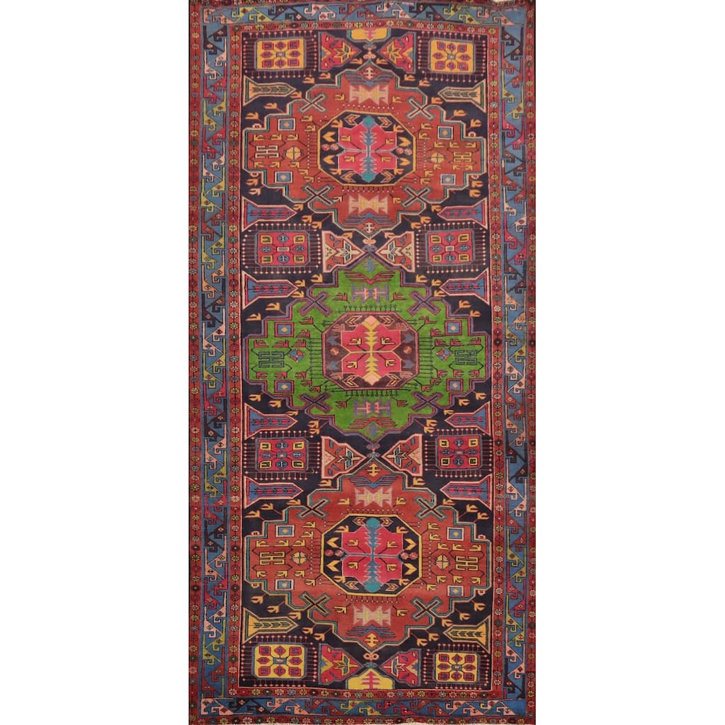 Hand Knotted Oriental 100% Wool Carpet Traditional Tribal Multi-Colored Meshkin Area Rug - 10' 0'' X 5' 1''