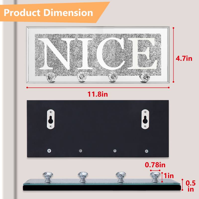 Mirrored Key Holder for Wall Decorative