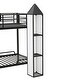 preview thumbnail 9 of 18, Twin Over Twin Castle-Shaped Bunk Bed with Wardrobe & Multiple Storage, Metal Bunk Bed with Storage Staircase & Safety Guardrail