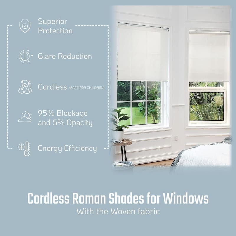 Solar Cordless Roll Up Shade,Solar Roller Window Blinds & Shades, Cordless Roller Blinds for Windows