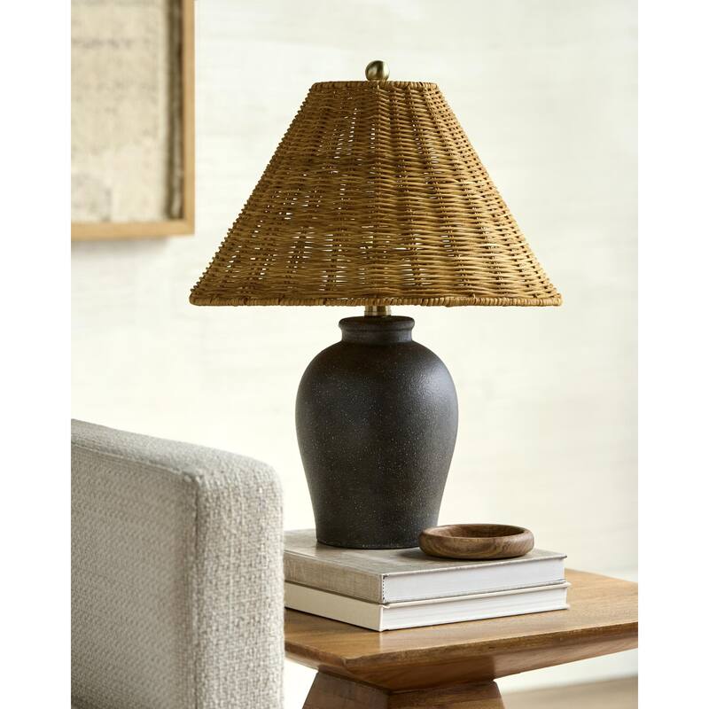 Livabliss Besson Traditional Accent Table Lamp - 19"H x 14"W x 14"D - Black/Gold
