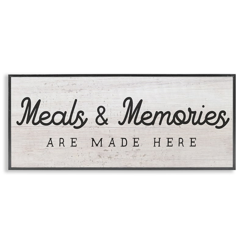 Stupell Meals & Memories Made Here Rustic Kitchen Sign Framed Wall Art - Black - 30 x 13 - Black