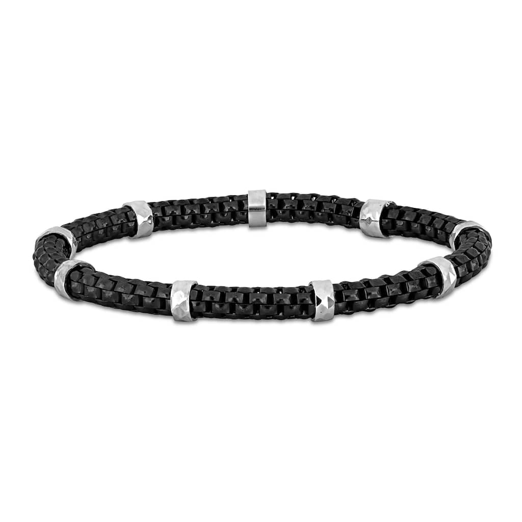 Miadora 4mm Elastic Station Bracelet in Two-Tone Sterling Silver - 7in