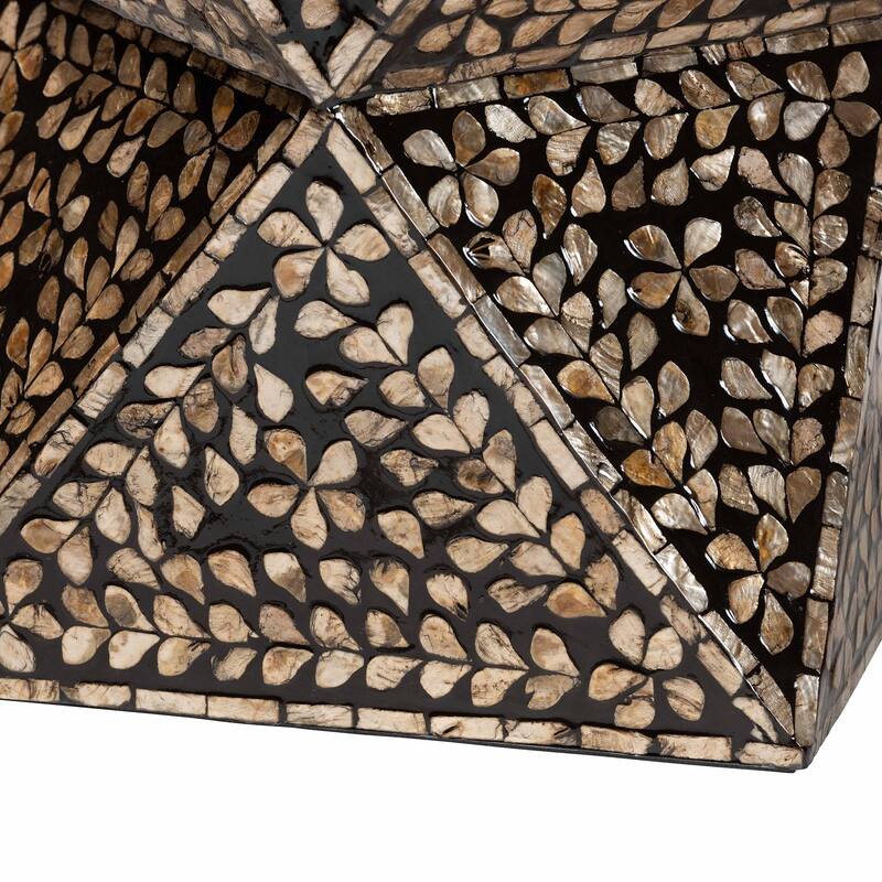 Feronia Modern Bohemian Black and Bronze Mother of Pearl End Table