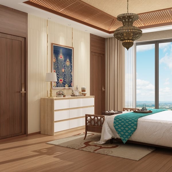 Modern Dresser for Bedroom 9 Drawers Wood Dresser Chest of Drawers