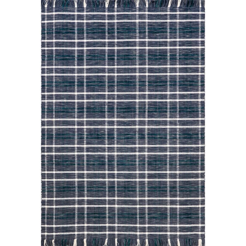 Nuloom Loretta Plaid Wool Fringe Area Rug