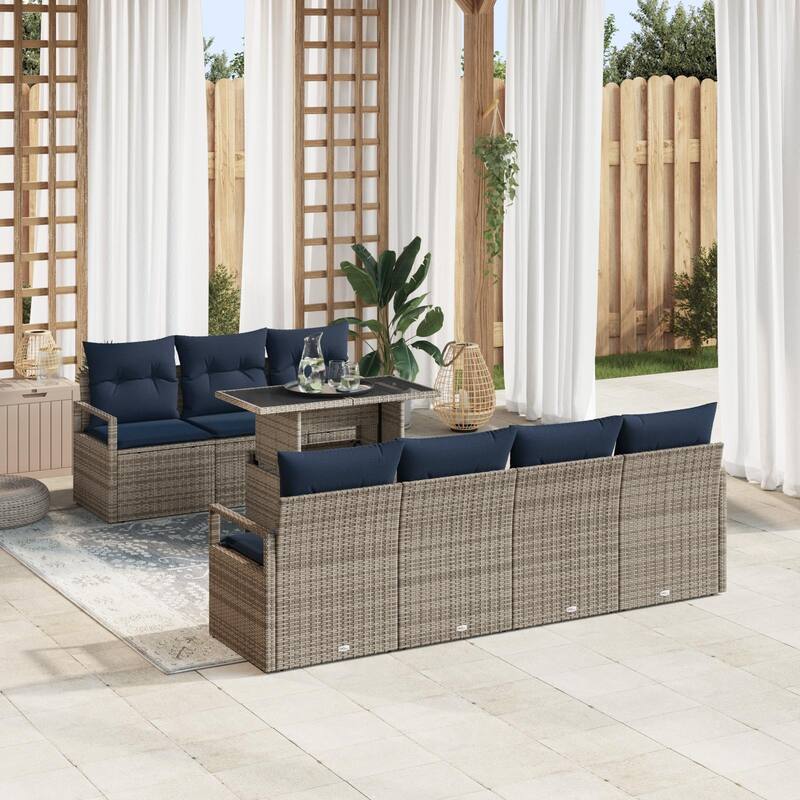 vidaXL 8 Piece Garden Sofa Set with Cushions - 90.6×24.4×27.2 - Grey