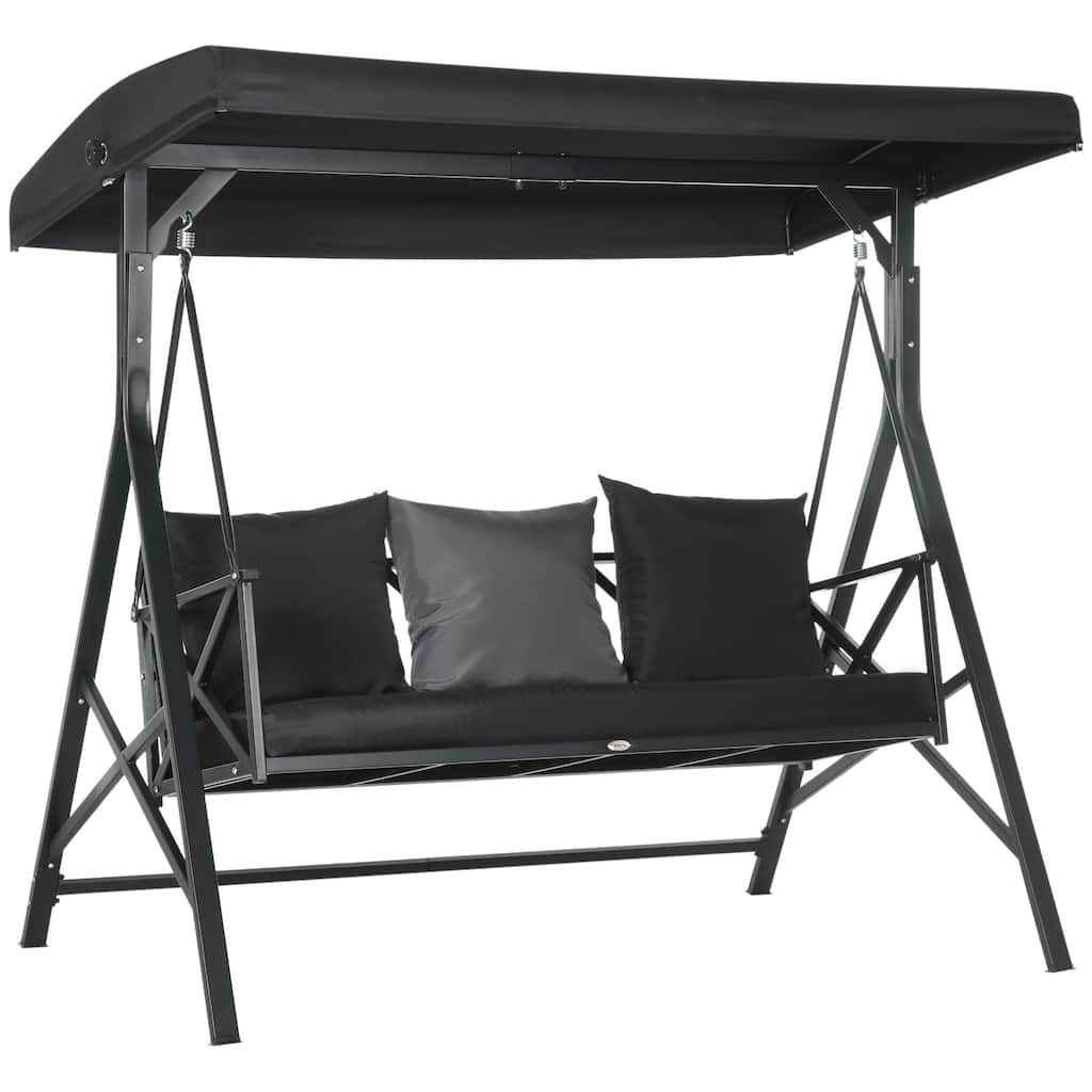 3-Seat Patio Swing Chair with Adjustable Canopy