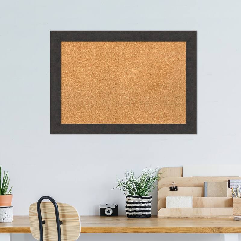 Rustic Plank Narrow Framed Natural Corkboard Bulletin Board