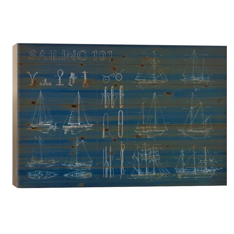 Sailing Infograph Print On Wood by Ethan Harper - Multi-Color - 26x40x1.5