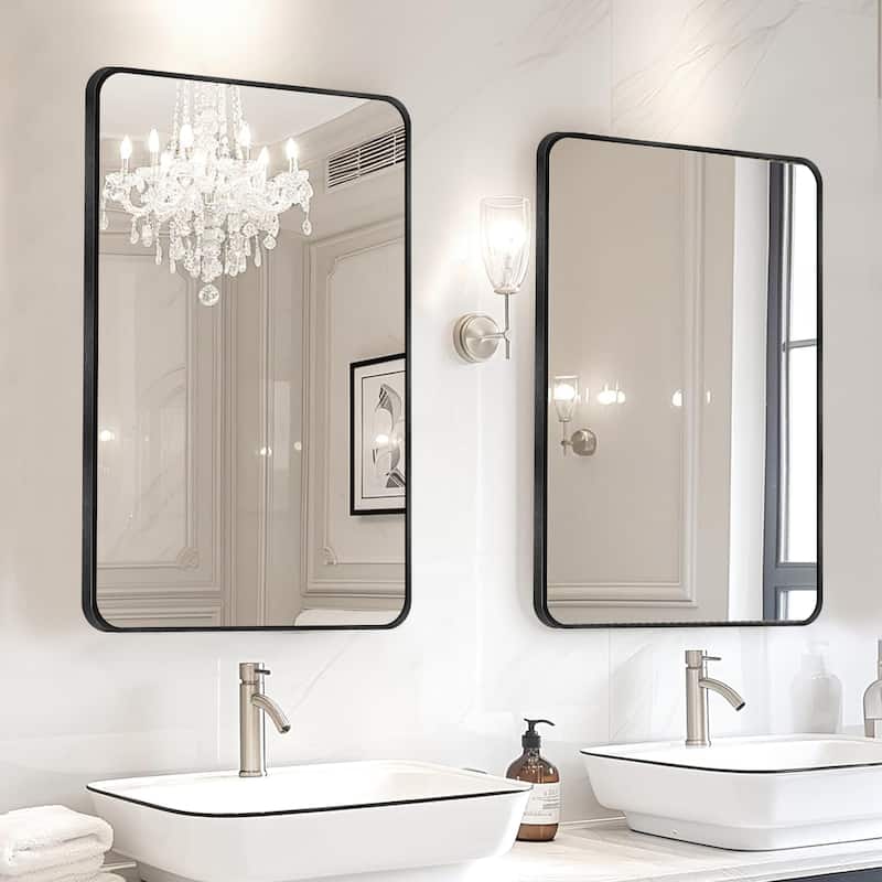 2 Pack Rectangle Vanity Mirror Wall Mirror - 24X36 - Black