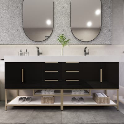 Noble 72" Freestanding Vanity with Reinforced Acrylic Double Sink - 72" Width
