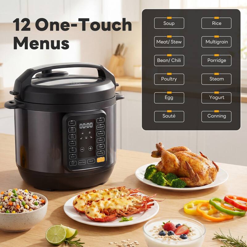 Electric Pressure Cooker, Upgraded 6 Quart/8 Quart 12-in-1 Multicooker, Stainless Steel Slow Cooker, Rice Cooker, Steamer, Sauté