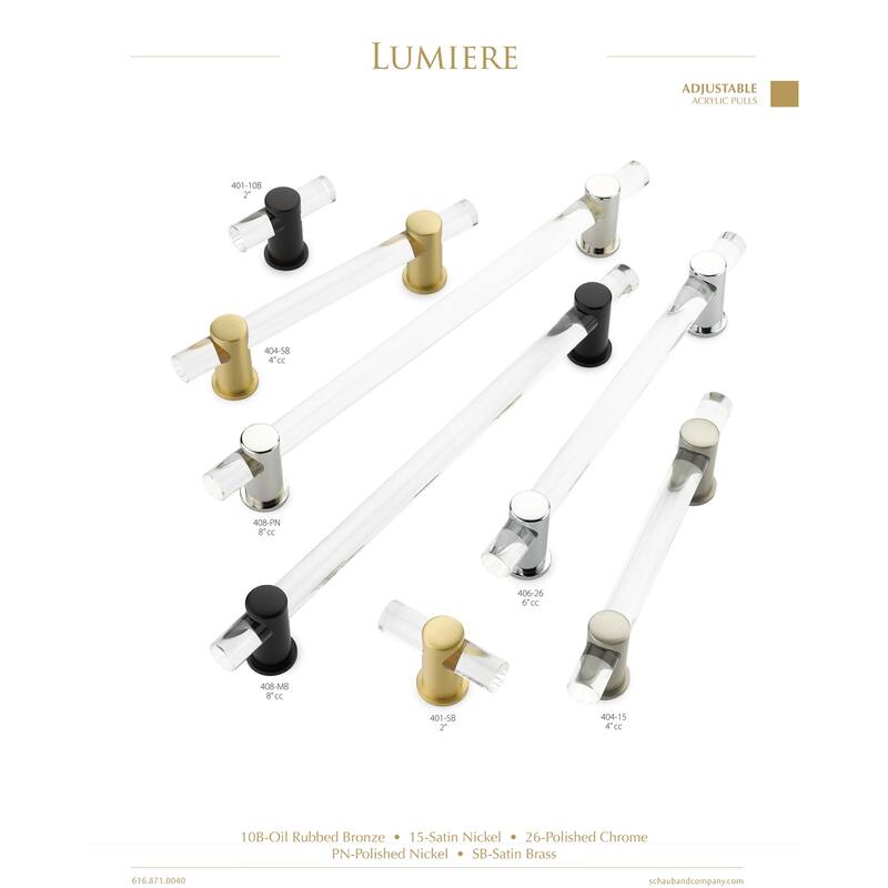 Schaub and Company Lumiere 4" Euro Modern Acrylic Bar Cabinet Handle