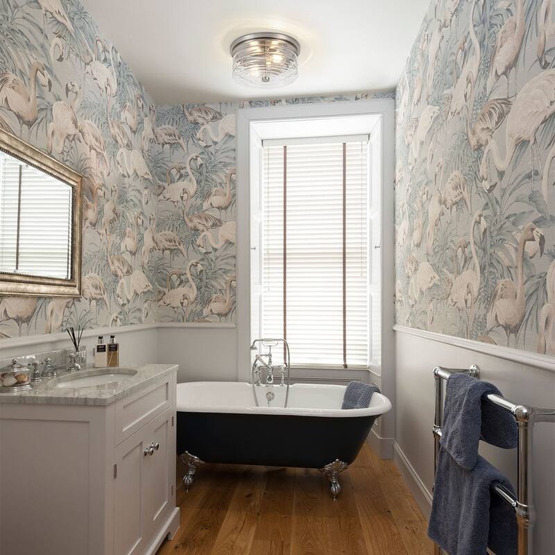 Contemporary 2-Light Round Glass Drum Flush Mount 9.8in