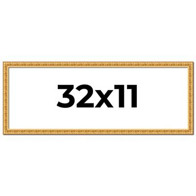 32x11 Frame Gold Real Wood Picture Frame Width 1 inches | Interior