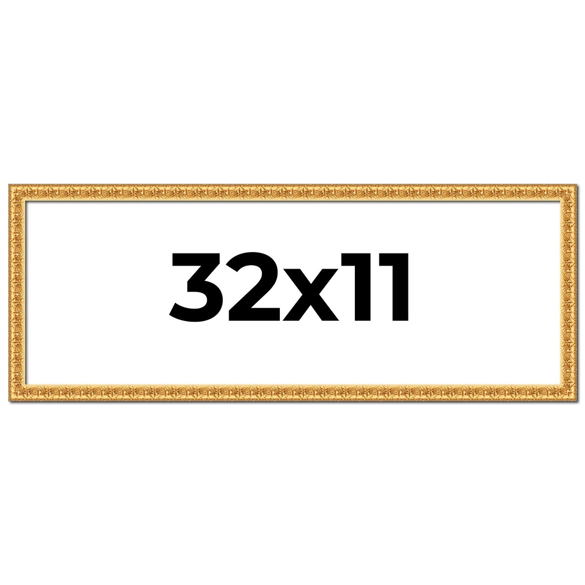 32x11 Frame Gold Real Wood Picture Frame Width 1 inches | Interior