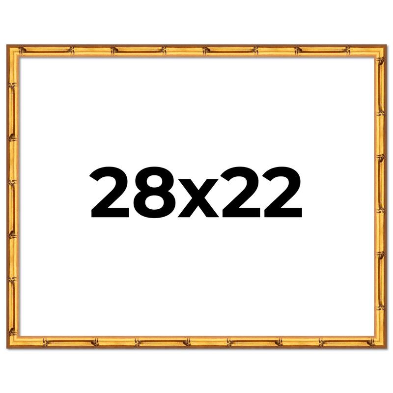 28x22 Frame Gold Bamboo Solid Wood Picture Frame | 1 Inch Moulding