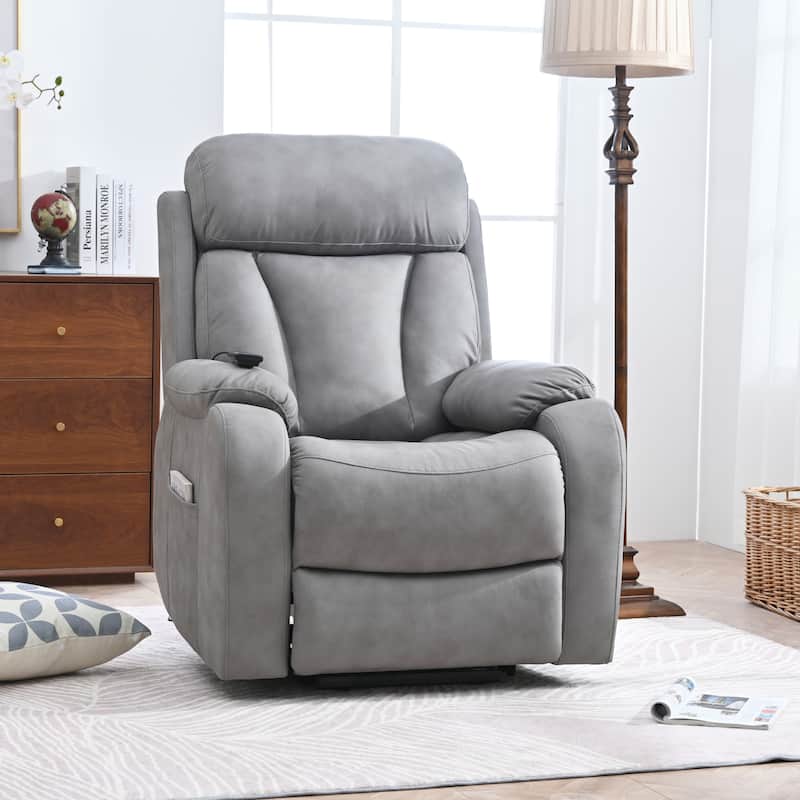 Small Power Lift Recliner Chair, Fabric Upholstered Heavy Duty Electric Recliner, Lounge Sofa Chair with Side Pocket