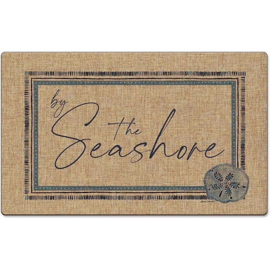by The Seashore Indoor/Outdoor Natural Linen Look Floor Mat with Recycled Rubber Back Manufactured in The USA 29.5" x 17.75"