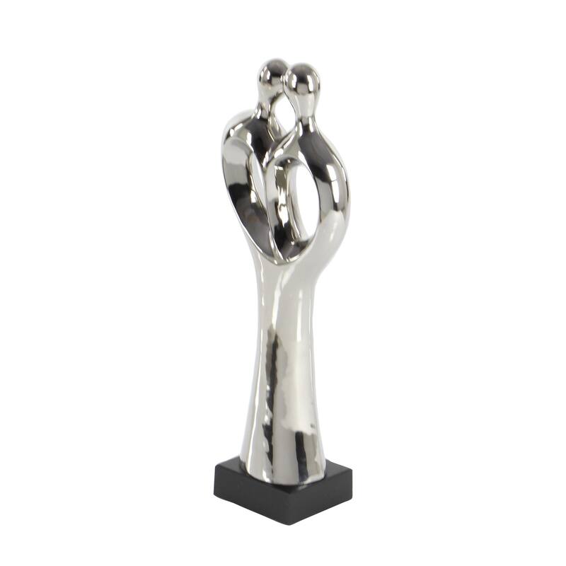 Porcelain Ceramic Family Decorative Sculpture - Silver - Roche River Decor