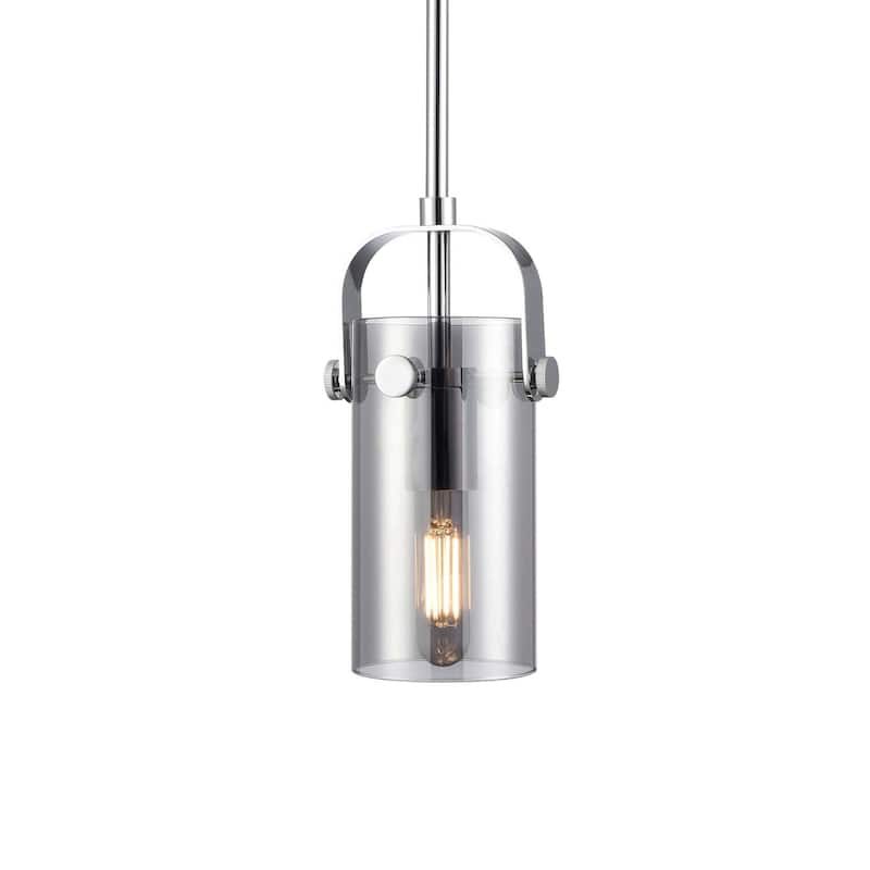 Innovations Lighting 423-1S-10-5 Pilaster II Cylinder Pendant Pilaster - Polished Chrome / Plated Smoke